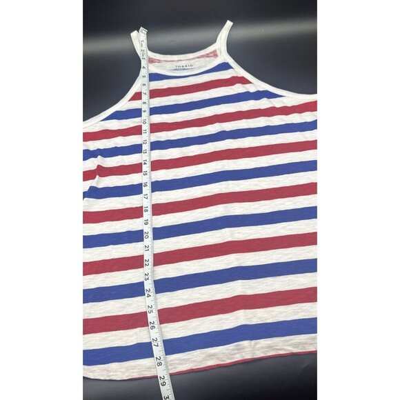 TORRID Heritage Red White & Blue Stripe Slub High Neck Tank Top America Sz 1X - Picture 4 of 7